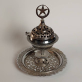 عودسوز و اسپنددان آنتیک ۵۰ ساله؛ بدنه برنجی با روکش کروم و طراحی نایابِ ستارهنشان (دوره پهلوی) 