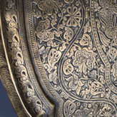 سینی برنجی قاجاری تمام هنر دستساز حکاکی روی فلز(موزه ای)